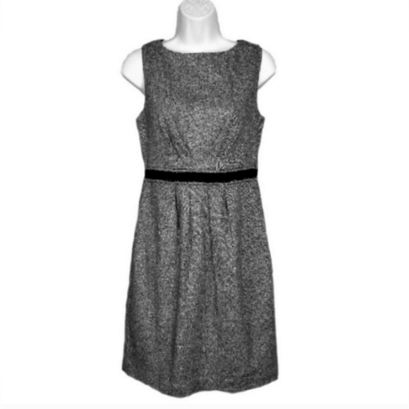 LOFT Dresses & Skirts - Ann Taylor Dress Loft Tweed Wool Silk Blend  Belted Gray Size 2